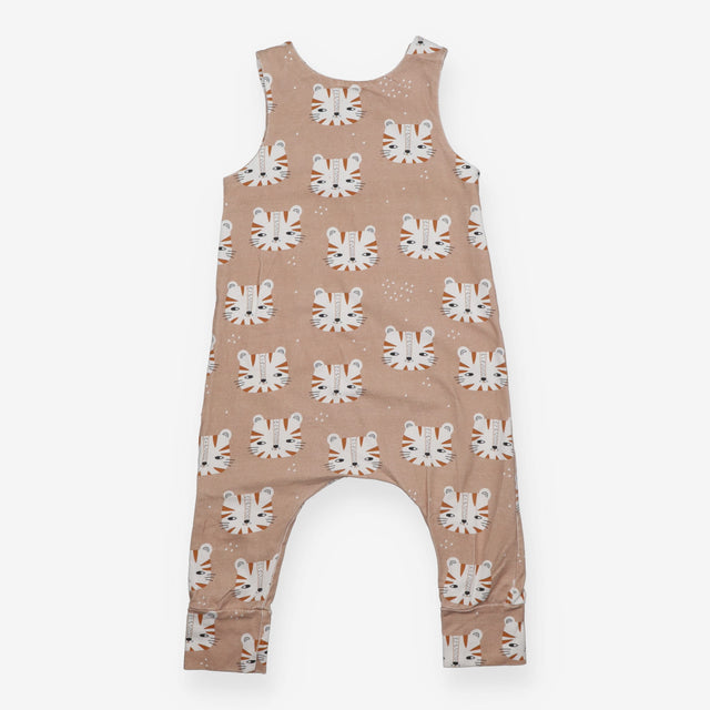Jersey Romper Brown with Tiger Faces