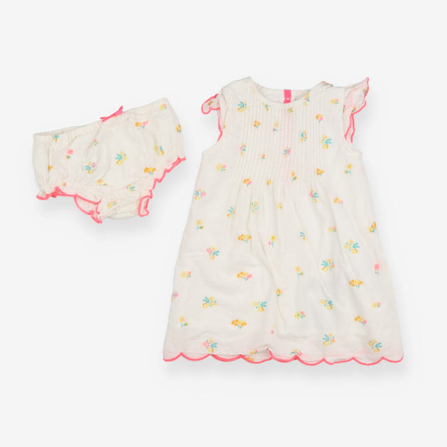 Dress white neon pink floral bloomers