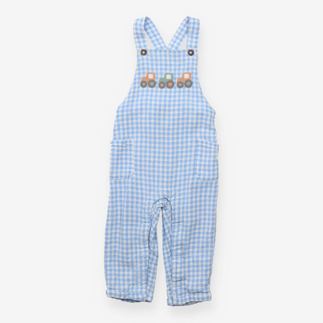 Woven Dungaree Blue and White Check 3 Tractors