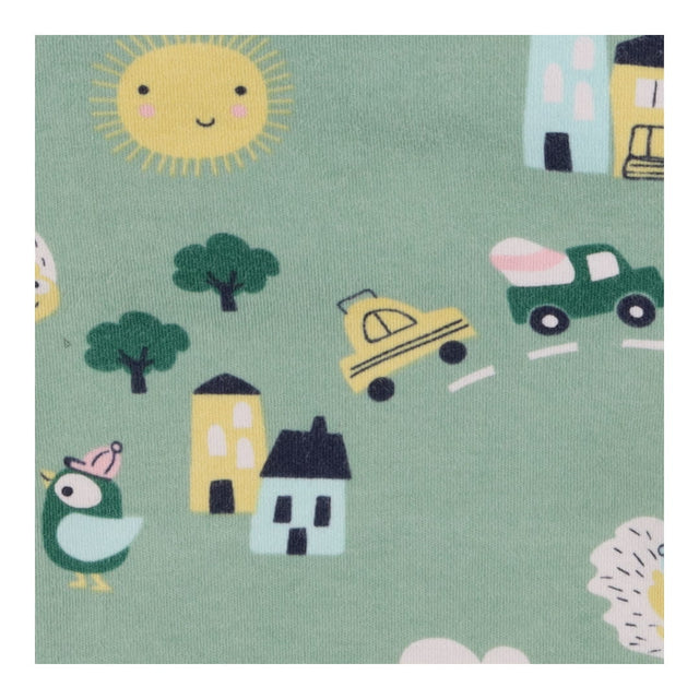 Green wrap bodysuit busy animals