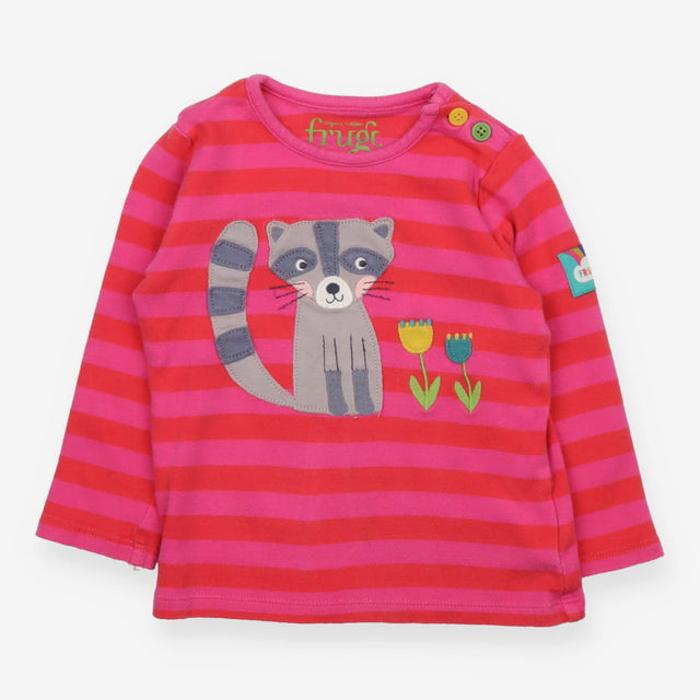 Pink striped LS racoon top