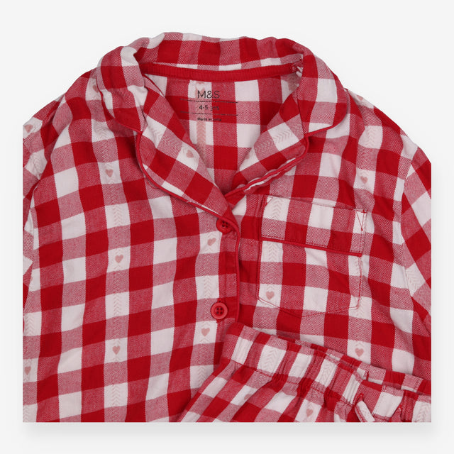 Red Plaid Pyjamas with Hearts