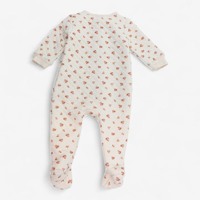 Quilted Romper Cream with Brown Flowers