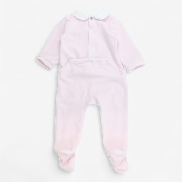 Sleepsuit velour pink collared bunnies