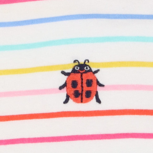T-Shirt Long Sleeved Candy Stripe Ladybird Appliqu