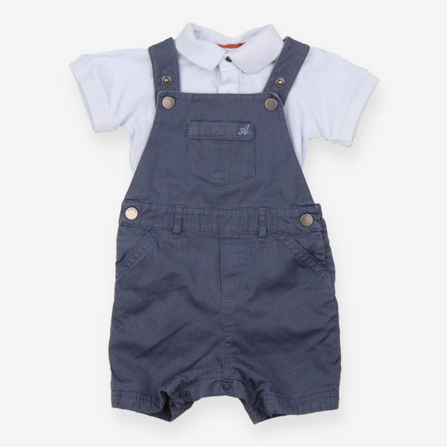 Outfit shortie dungaree blue and collared short sl