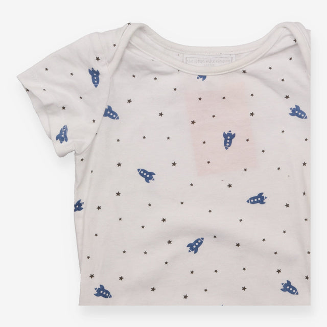 Bodysuit SS white blue stars rocket
