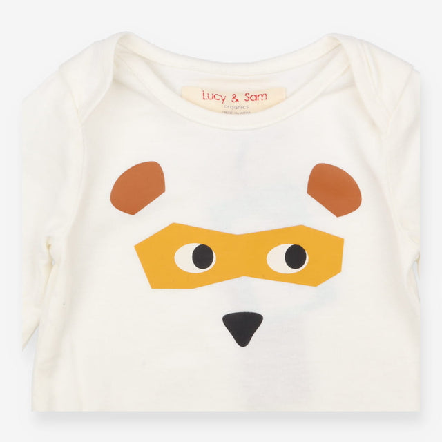 Bodysuit Long Sleeve Cream Bear face