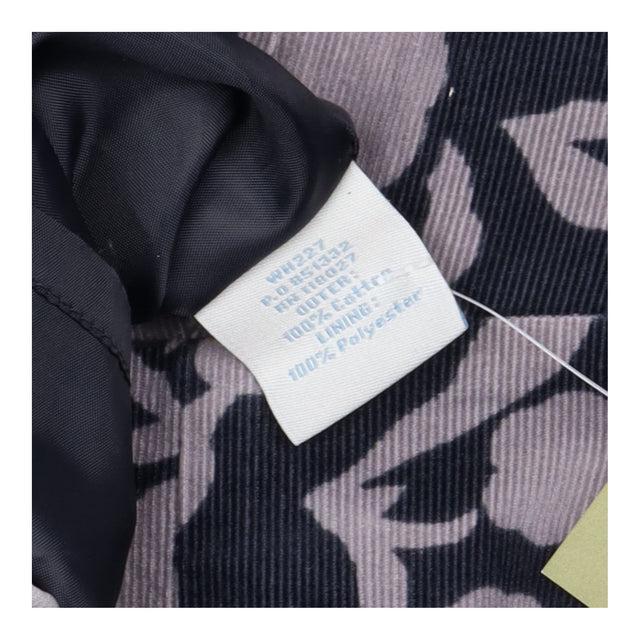 Dress Black Grey Floral Corduroy Long Sleeve V-Nec