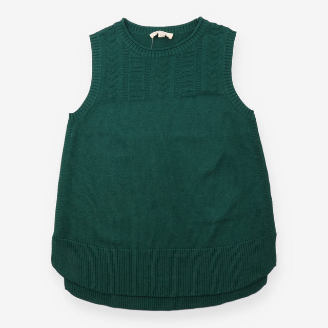 Green Textured Knit Sleeveless Sweater Vest