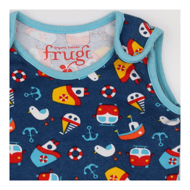 Jersey Dungarees Blue Tug Boat Print