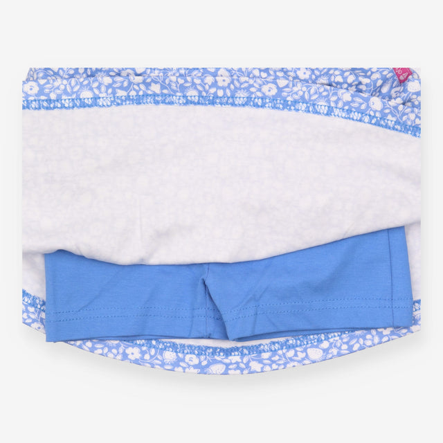 Skort Blue with White Flowers and Strawberries