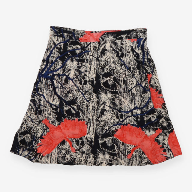 Navy & Pink Floral Printed Viscose Mini Skirt