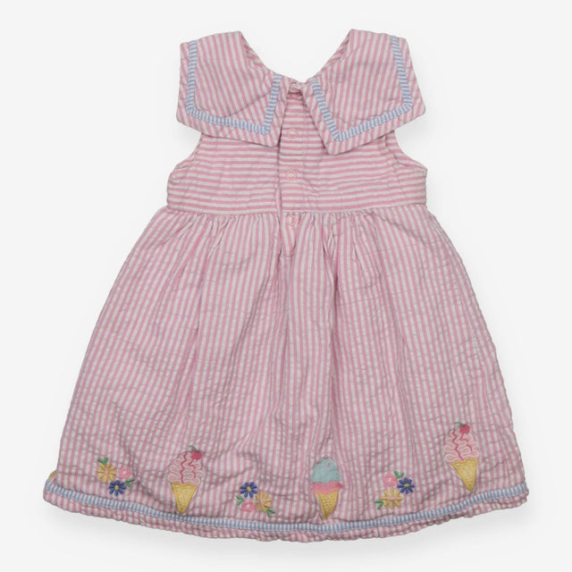 Peter Pan Collar Dress Pink and White Strip with E