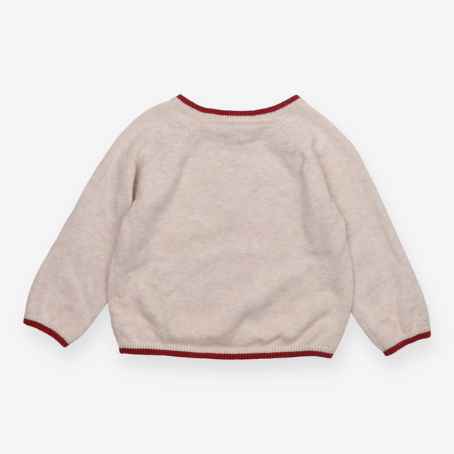 Sweater cream red edging reindeer
