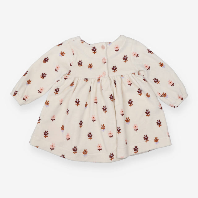 Dress Long Sleeve Velour White Floral
