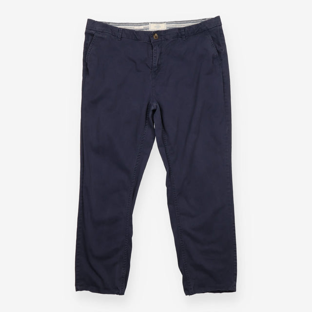 Chino Trousers in Navy Stretch Cotton with Slim Le