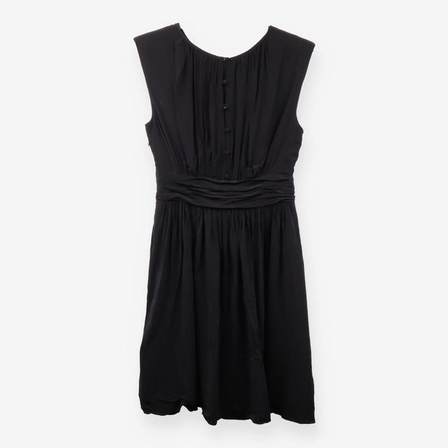 Black Sleeveless Tea Dress Ruched Waist