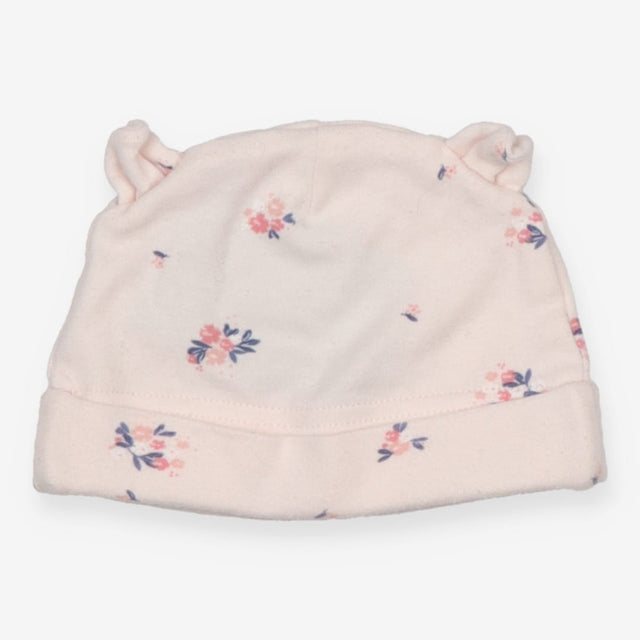 Pink floral baby hat