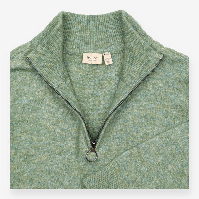 Knitted Dress Sage Green Half Zip Long Sleeve Midi