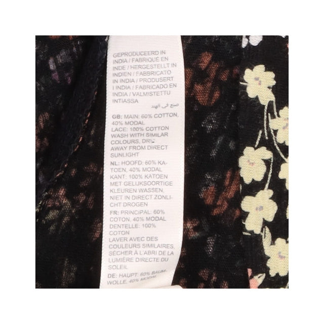 Midi Dress Black Patchwork Ditsy Floral Short Slee