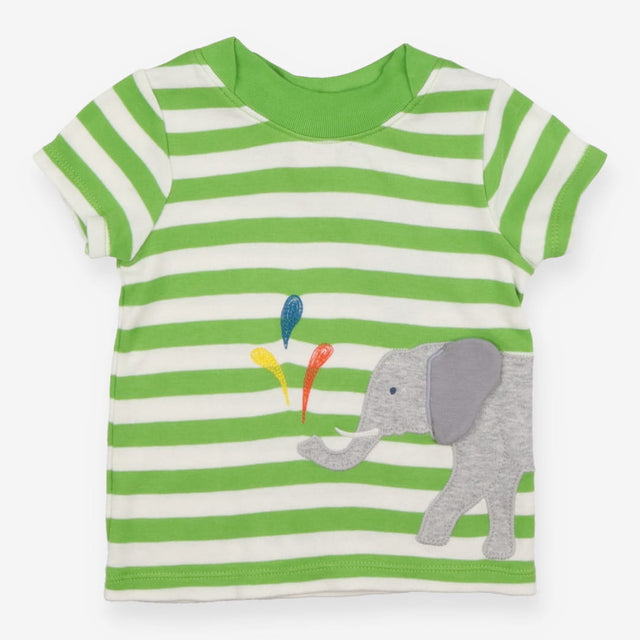 Green stripe elephant splash t-shirt