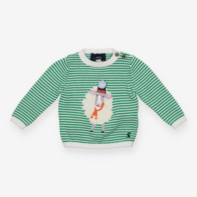 Green Striped Sheep Knit Sweater