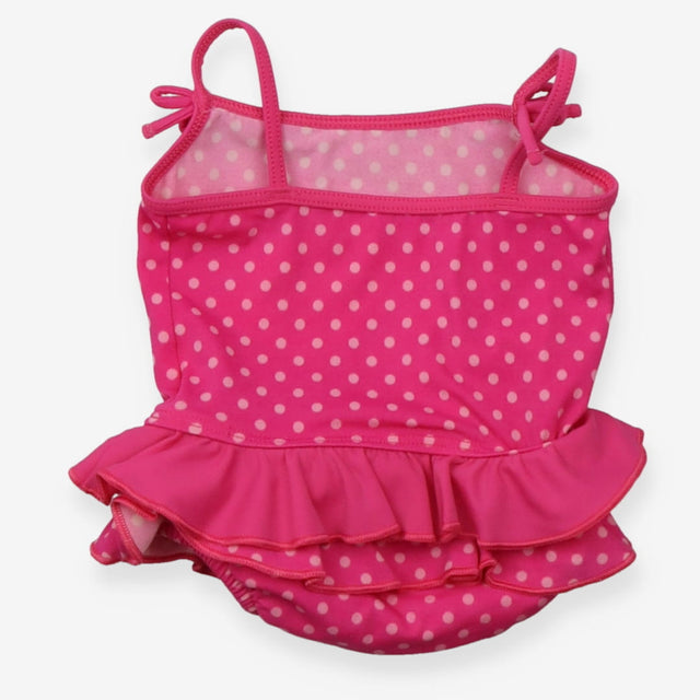 Swimming Costume Pink Spotted Frilly Waist