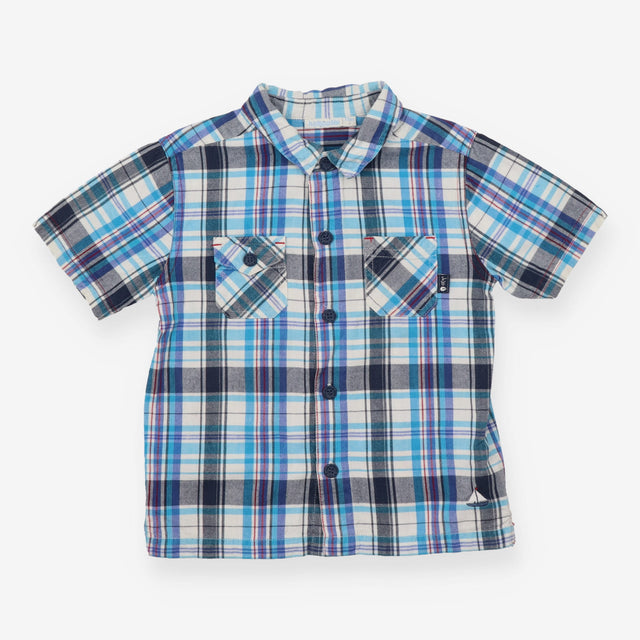 Shirt Short Sleeve Blue and Black Check