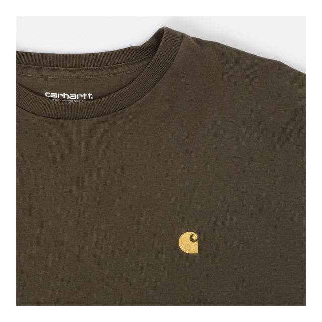 Khaki Green Long Sleeve Logo T‑Shirt