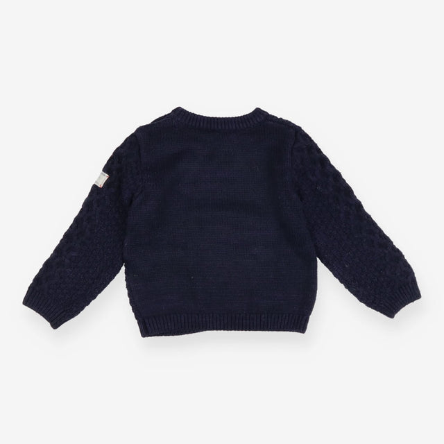 Sweater navy cable knit with buttons