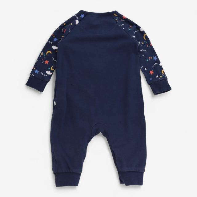 Footless sleepsuit navy owl and stars