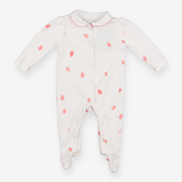 Sleepsuit white with strawberries