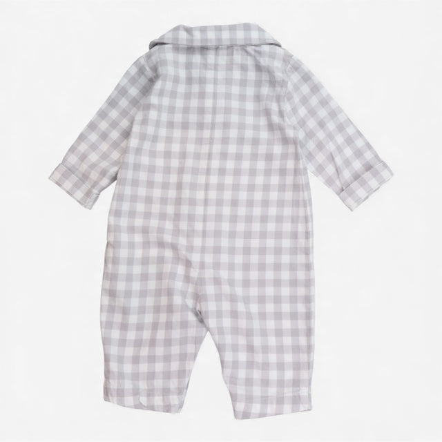 Pyjama onesie grey white check collar
