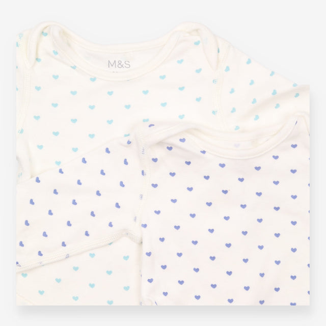 Bodysuit long sleeved white with hearts