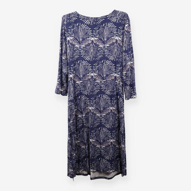 Blue Abstract Print Jersey Wrap Dress Midi