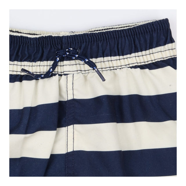 Blue and White Striped Swim Shorts