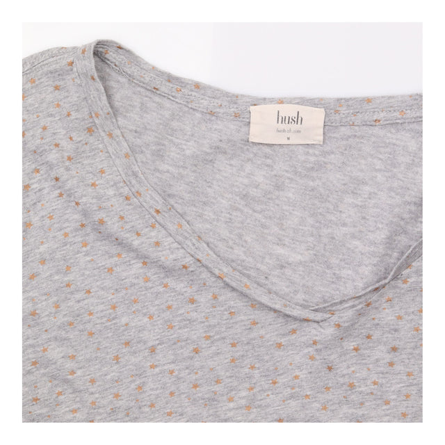 T-Shirt Grey Marl Foil Fleck V-Neck Short Sleeve