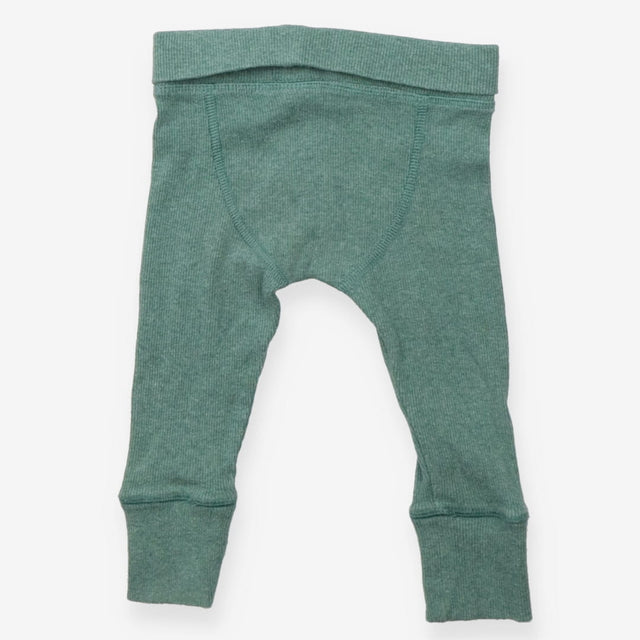 Teal ribbed leggings with turnover waist