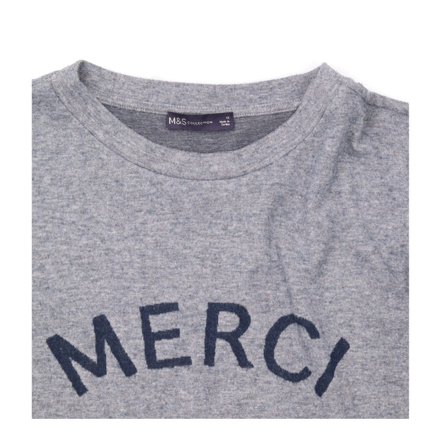 Sweatshirt Long Sleeve Crew Neck Merci Graphic Gre