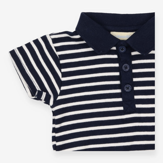 Navy and blue striped collared bodysuit