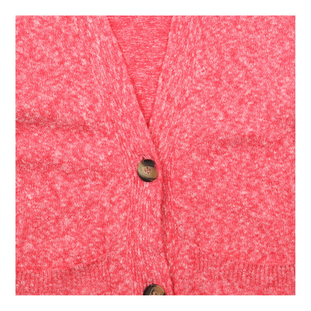 Cardigan V Neck Button Front Marl Pink