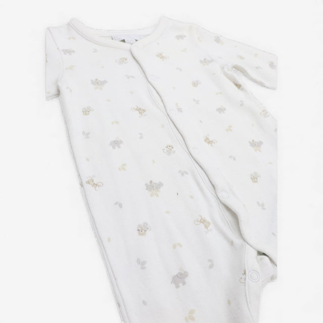 Sleepsuit White Jungle Animals and Leaves