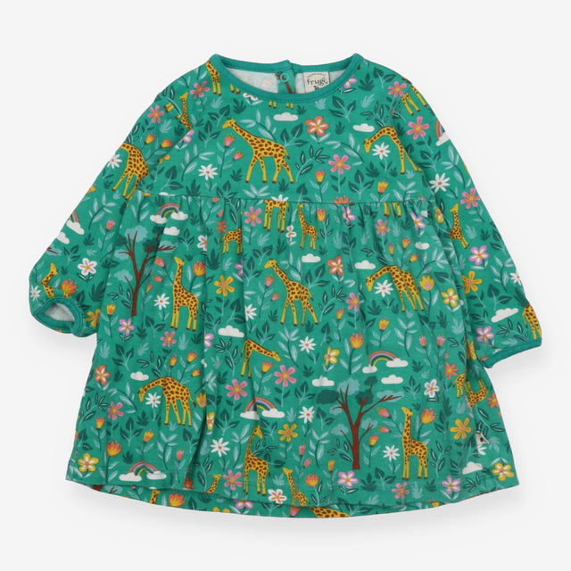 Dress long sleeves green giraffe in forest