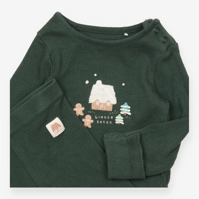 Bodysuit and Leggings Green Ribbed Gingerbread Hou