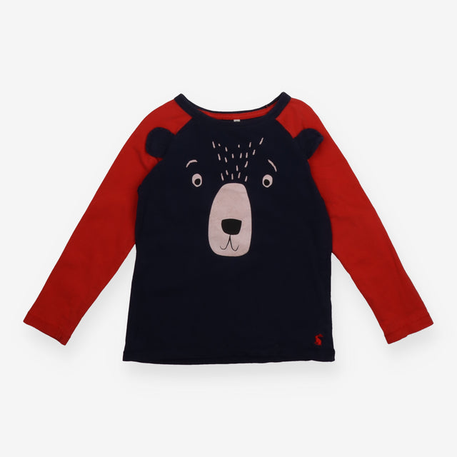 T-shirt long sleeve navy and red bear face