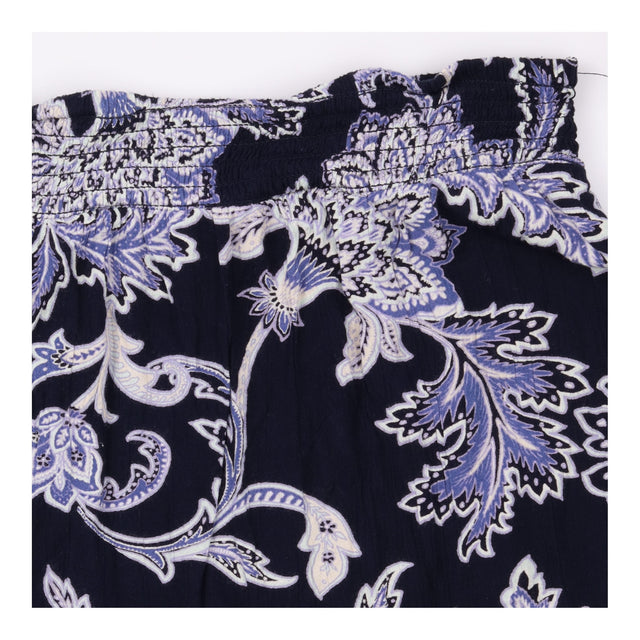 Paisley Floral Tiered Viscose Maxi Skirt Navy Blue
