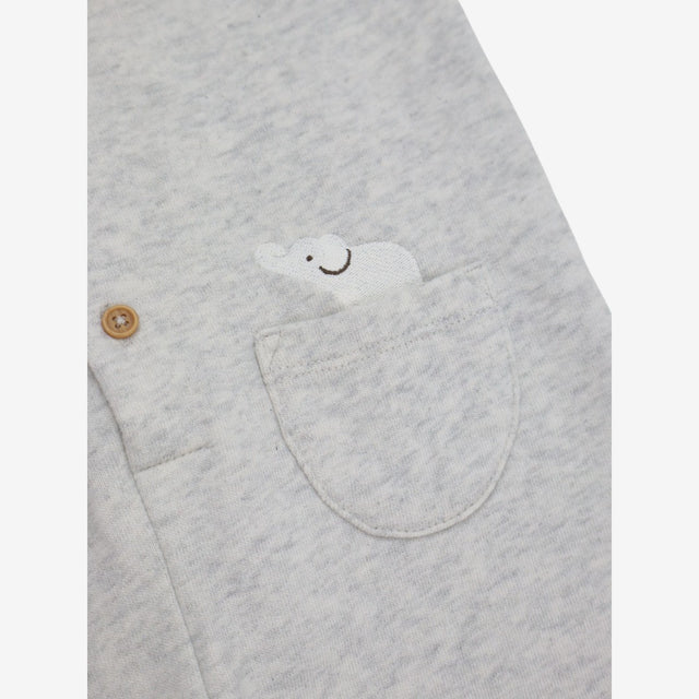 Grey Romper Jersey with Elephant Pocket