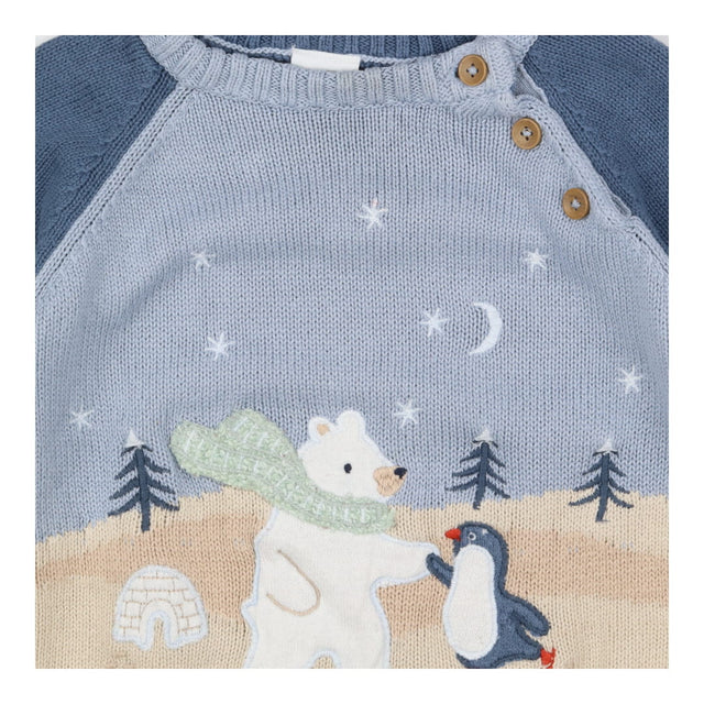 Sweater Blue and Cream Polar Bear and Penguin Pals