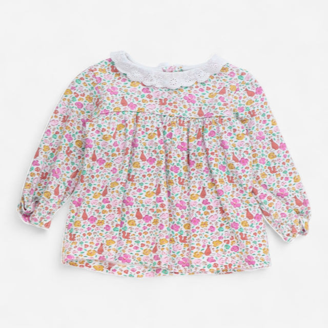 Fox & Floral Collared Tunic